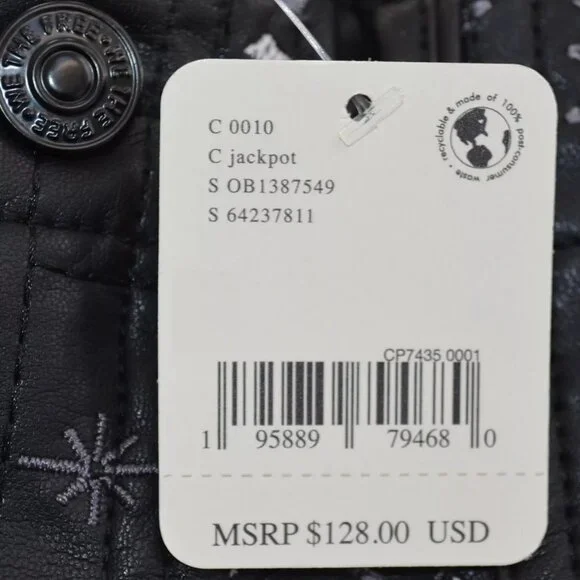 Free People shorts size 0 Raise The Stakes Black Faux Leather Embroidere… - Picture 7 of 8